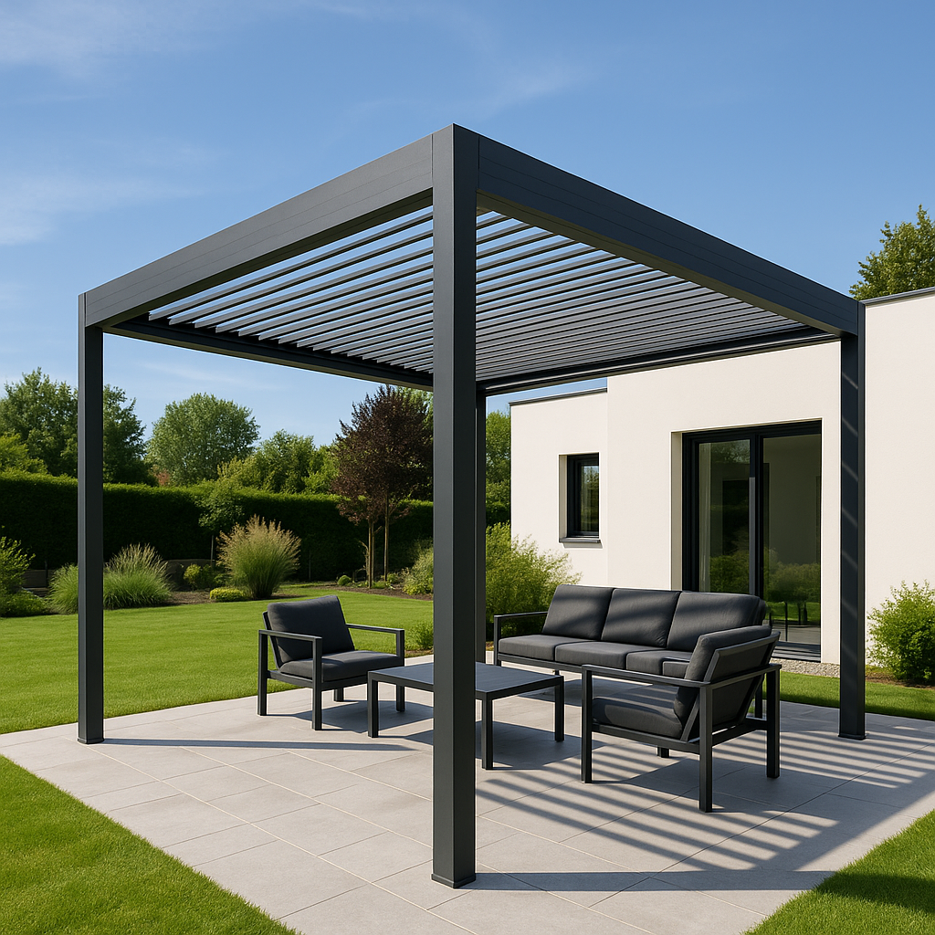 Pergola bioclimatique moderne en plein air