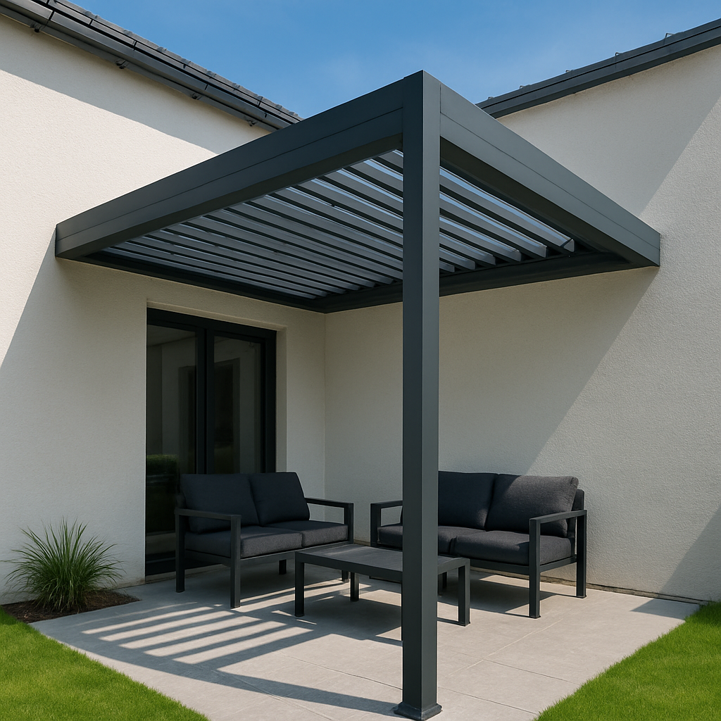Pergola moderne et salon extérieur