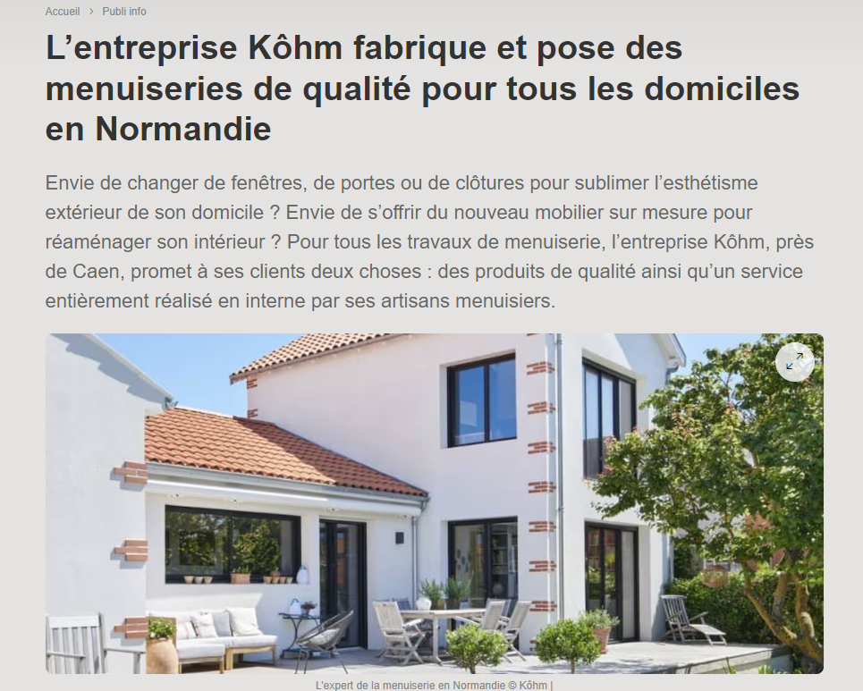 Ouest France Kohm Menuiserie